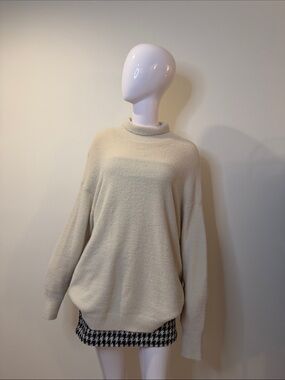 Wilfred Free Aritzia Oatmeal Beige Oversized Mock Neck Sweater L